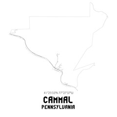 Cammal Pennsylvania. US street map with black and white lines.