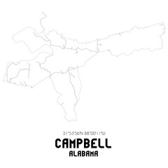 Campbell Alabama. US street map with black and white lines.