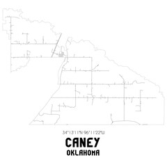 Caney Oklahoma. US street map with black and white lines.