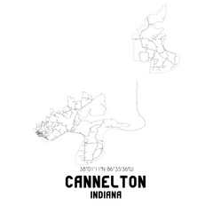 Cannelton Indiana. US street map with black and white lines.