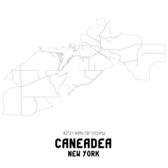 Caneadea New York. US street map with black and white lines.
