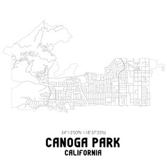 Fototapeta na wymiar Canoga Park California. US street map with black and white lines.