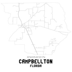 Campbellton Florida. US street map with black and white lines.