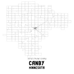 Canby Minnesota. US street map with black and white lines.