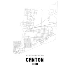 Canton Ohio. US street map with black and white lines.