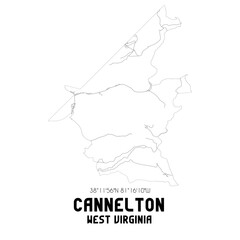 Cannelton West Virginia. US street map with black and white lines.