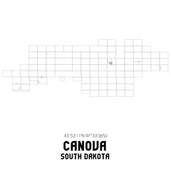 Canova South Dakota. US street map with black and white lines.