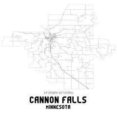 Cannon Falls Minnesota. US street map with black and white lines.