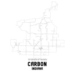Carbon Indiana. US street map with black and white lines.