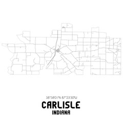Carlisle Indiana. US street map with black and white lines.