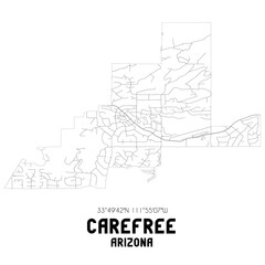Carefree Arizona. US street map with black and white lines.