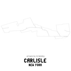 Carlisle New York. US street map with black and white lines.
