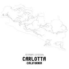 Carlotta California. US street map with black and white lines.