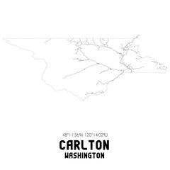 Carlton Washington. US street map with black and white lines.