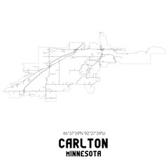 Carlton Minnesota. US street map with black and white lines.