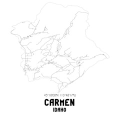 Carmen Idaho. US street map with black and white lines.