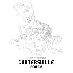 Cartersville Georgia. US street map with black and white lines.