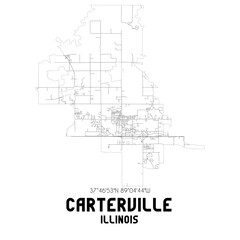 Carterville Illinois. US street map with black and white lines.