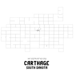Carthage South Dakota. US street map with black and white lines.