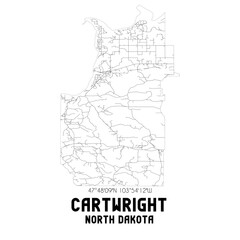 Cartwright North Dakota. US street map with black and white lines.