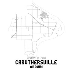 Caruthersville Missouri. US street map with black and white lines.