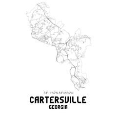 Cartersville Georgia. US street map with black and white lines.