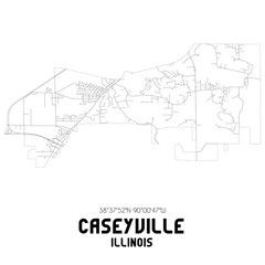 Caseyville Illinois. US street map with black and white lines.