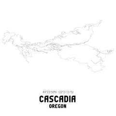Cascadia Oregon. US street map with black and white lines.