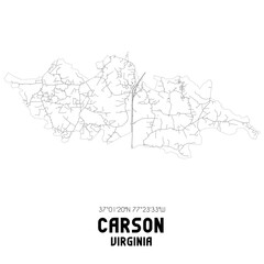 Carson Virginia. US street map with black and white lines.