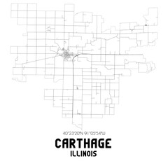 Obraz premium Carthage Illinois. US street map with black and white lines.