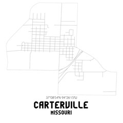 Carterville Missouri. US street map with black and white lines.