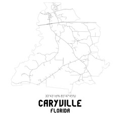 Caryville Florida. US street map with black and white lines.