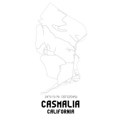 Casmalia California. US street map with black and white lines.