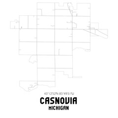 Casnovia Michigan. US street map with black and white lines.
