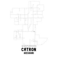 Catron Missouri. US street map with black and white lines.