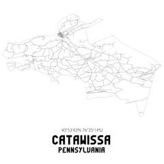 Catawissa Pennsylvania. US street map with black and white lines.
