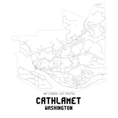 Cathlamet Washington. US street map with black and white lines.