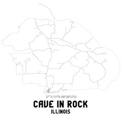 Cave In Rock Illinois. US street map with black and white lines.