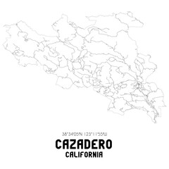 Fototapeta premium Cazadero California. US street map with black and white lines.
