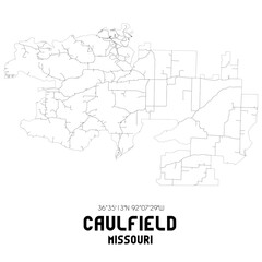 Caulfield Missouri. US street map with black and white lines.