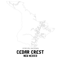 Cedar Crest New Mexico. US street map with black and white lines.