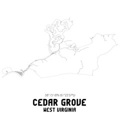 Cedar Grove West Virginia. US street map with black and white lines.