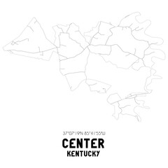 Center Kentucky. US street map with black and white lines.