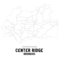 Center Ridge Arkansas. US street map with black and white lines.