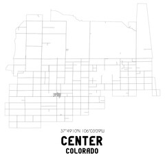 Center Colorado. US street map with black and white lines.