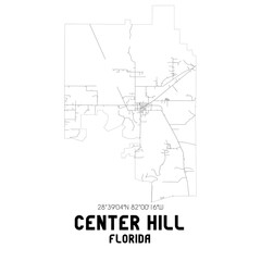 Center Hill Florida. US street map with black and white lines.