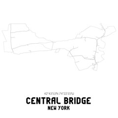 Central Bridge New York. US street map with black and white lines.