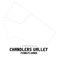 Chandlers Valley Pennsylvania. US street map with black and white lines.