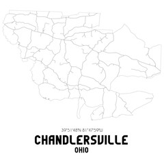 Chandlersville Ohio. US street map with black and white lines.