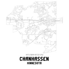 Chanhassen Minnesota. US street map with black and white lines.